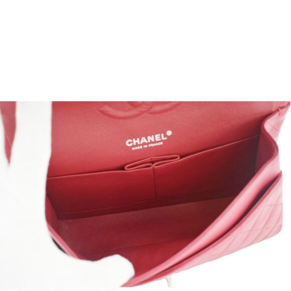 Chanel Classic Double Flap Medium Quilted Leather Shoulder Bag Fuchsia Pink - Picture 10 of 12